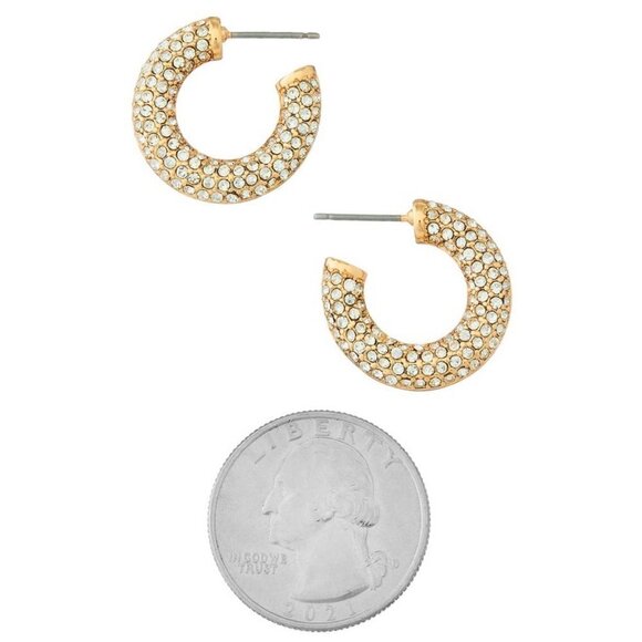 1 LEFT!! DUA GOLD RHINESTONE HOOP EARRINGS - Picture 2 of 2